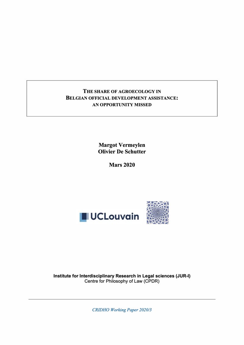 The share of agroecology in belgian official development assistance : an opportunity missed