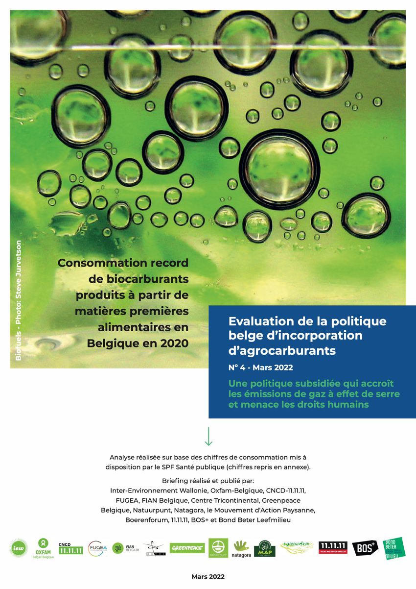 Consommation record de biocarburants produits à partir de matières premières alimentaires en Belgique en 2020
